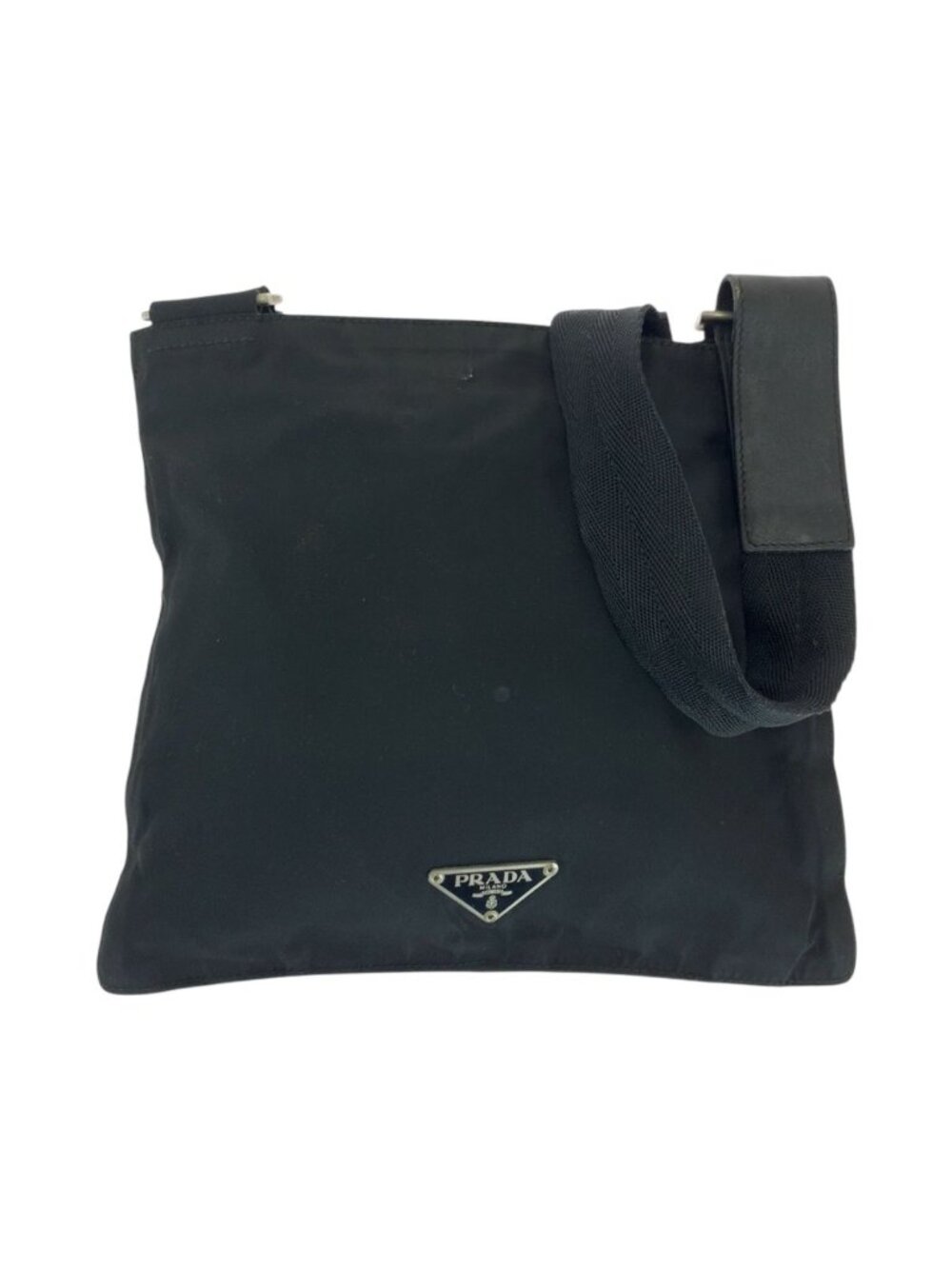 Prada Tessuto Black Silver Nylon Shoulder Bag